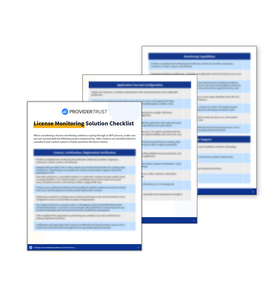 License Monitoring Solution Checklist - ProviderTrust